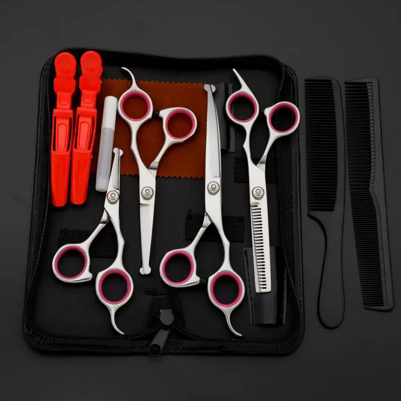 供应批发4CR理发剪 打薄理发店家用美发剪宝宝剪套装剪刀收纳套装