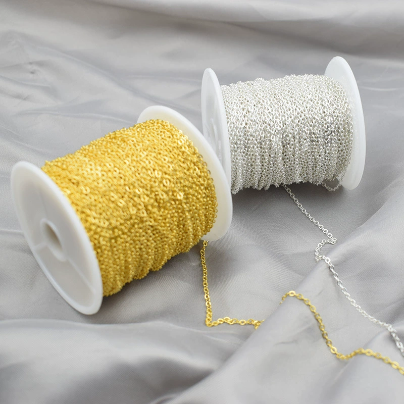 Цвет, сохраняющий чистую медь, перекрестная цепь, плоская цепь, свободная цепочка, сделай сам, ювелирный материал, ожерелье, браслет, серьги, аксессуары с кисточками