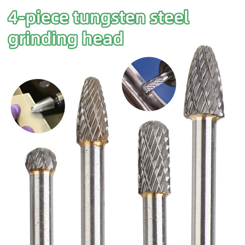 Set of 4 150-160mm tungsten steel grinding head carbide rotary file tungsten steel grinding head engraving grinding milling cutter