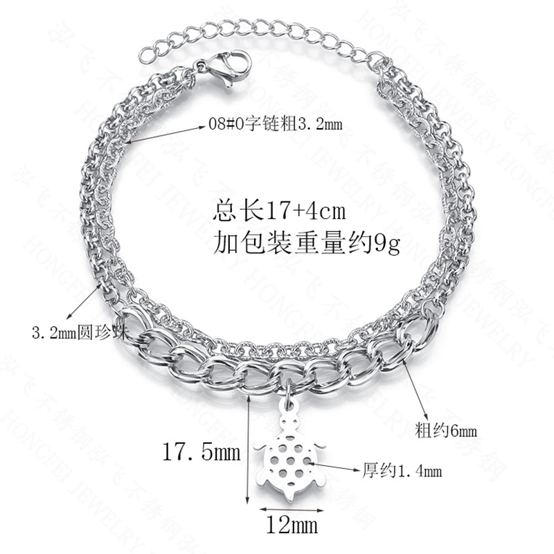 Korean Fashion Simple And Wild Student Hollow Turtle Bracelet Titanium Steel Adjustable Double Twist Chain Bracelet Wholesale Nihaojewelry display picture 1