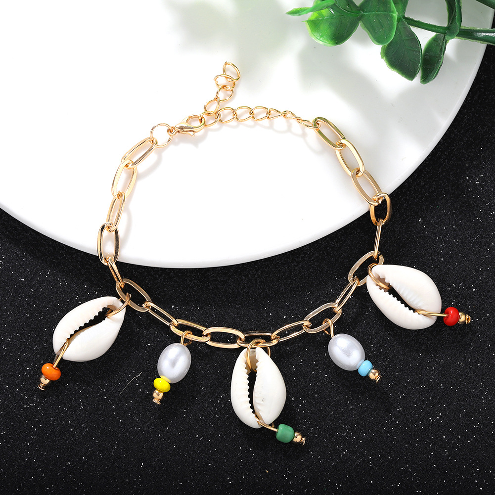 New Fashion Alloy Chain Handmade Shell Woven Bracelet Wholesale display picture 6