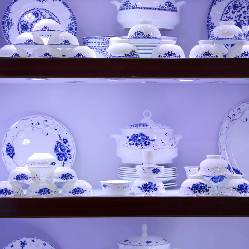 Ceramic blue and white tableware, set for adults, Birthday gift, Chinese style