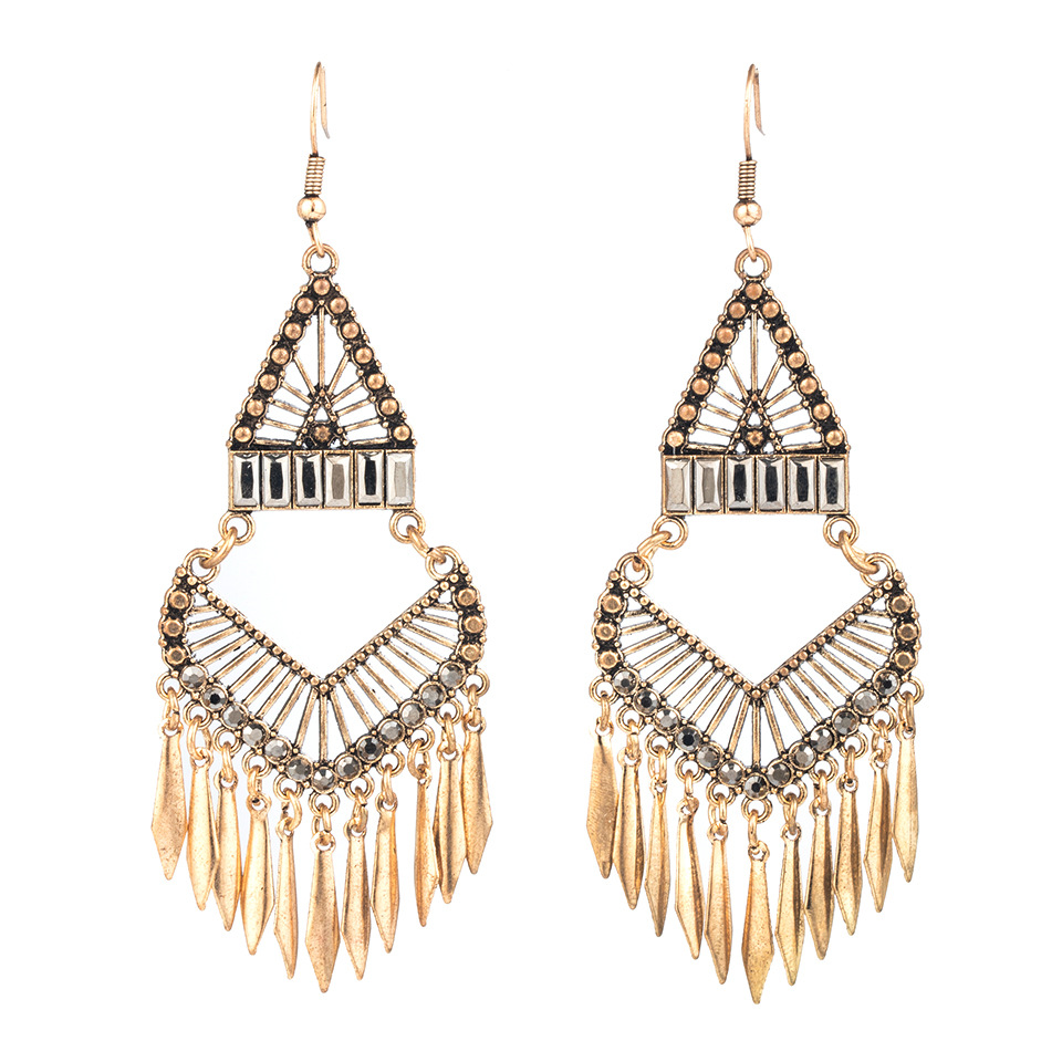 Bohemian Gold Silver Geometric Long Earrings display picture 6