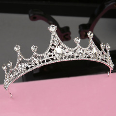 Bride's silver big crown new wedding hair accessories wedding dress accessories European birthday tiara crystal crown