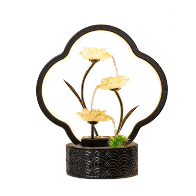 跨境亚马逊桌面喷泉流水器摆件风水轮家居工艺品书房装饰开业礼品