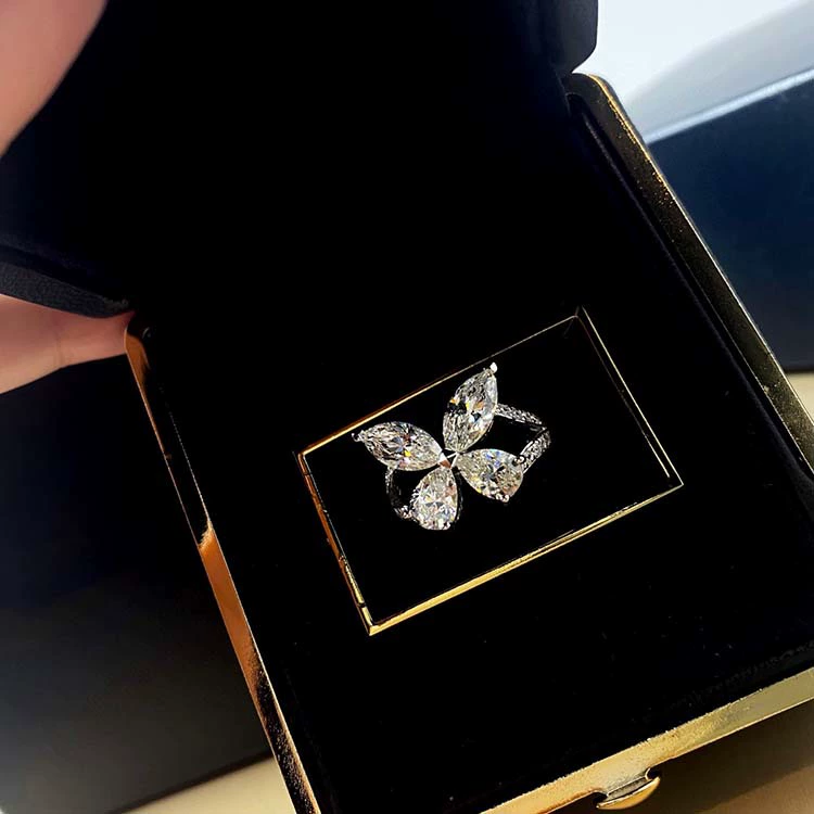 Material, sophisticated universal ring, silver 925 sample, diamond encrusted