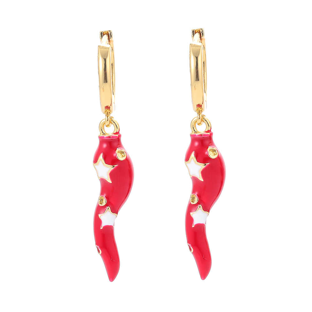 7g Weight Zircon Inlay Material Korean Dripping Oil Multicolor Small Pepper Copper Earrings