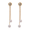 Universal long earrings from pearl, zirconium, simple and elegant design