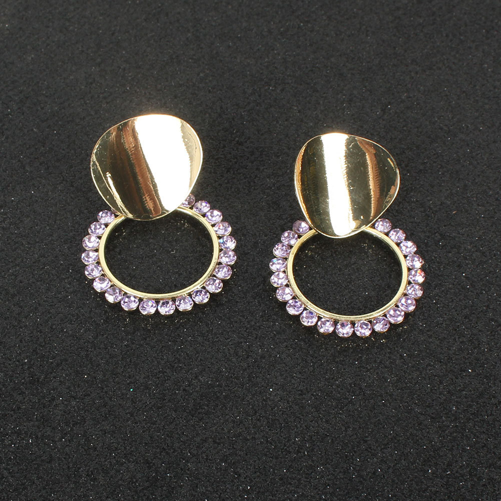 Retro Alloy Diamond Geometric Round Fashion Earrings Wholesale Nihaojewerly display picture 3