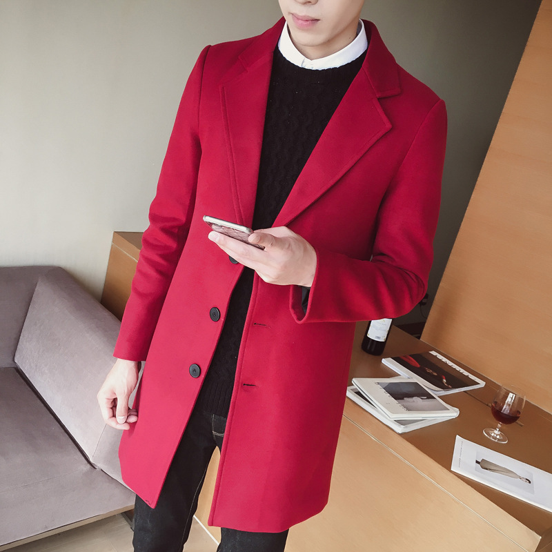 Gabardina de los hombres de longitud media SLIM-Fit estilo coreano otoño 2022 Nuevo abrigo de lana de los hombres otoño e invierno abrigo de lana de moda image 15