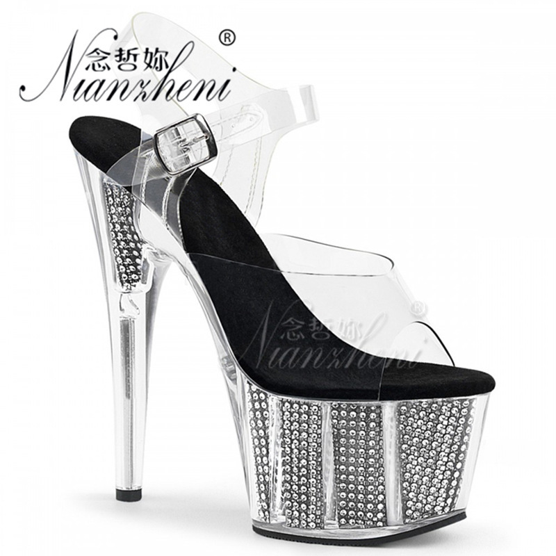 17cm Super High Heels 7 Inches Transparent Crystal Shoes Rhinestone Pole Dance Sandals Bride Wedding Shoes Celebrity 17cm Super High Heels 7 Inches Transparent Crystal Shoes Rhinestone Pole Dance Sandals Bride Wedding Shoes Celebrity