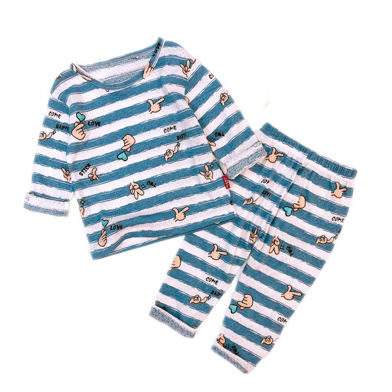 어린이 호흡 슈트 얇은 통기성 긴팔 양복 가정 의류 소년과 소녀 에어컨 룸 잠옷 공장 도매