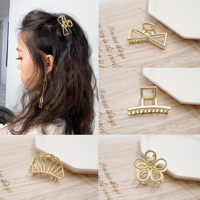 韩版清新中号 女 发夹发卡抓夹头饰发饰珍珠新款金属合金几何成人|ms