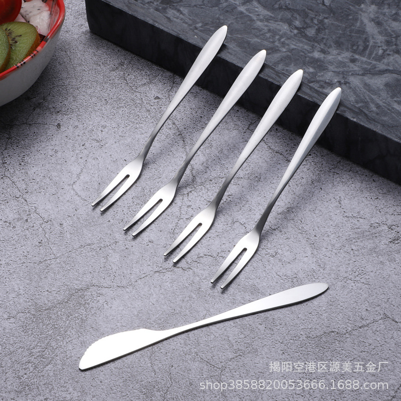 304 Fruit Fork Stainless Steel Household Creative Fruit Sign Moon Cake Knife Fork Cake Fork Two Tooth Fork Cake Sign