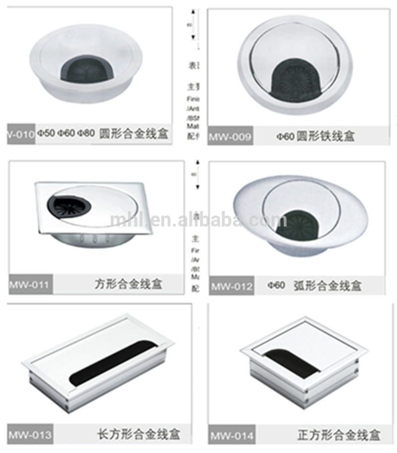 锌合金穿线盒 电脑桌面多功能走线盒 圆形线孔盖穿线孔五金