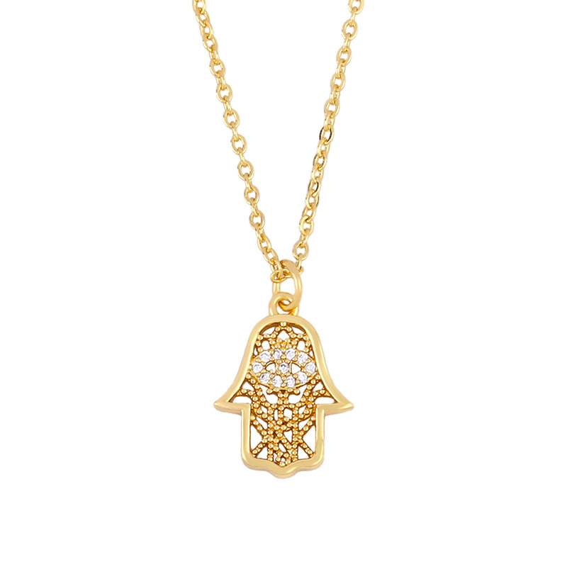 Hip-hop Diamond Palm Necklace Pendant Cheap Gold Leaf Necklace For Women display picture 3