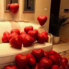 10寸心形雙層石榴紅乳膠氣球結婚房派對裝飾布置網寶石紅雙層氣球