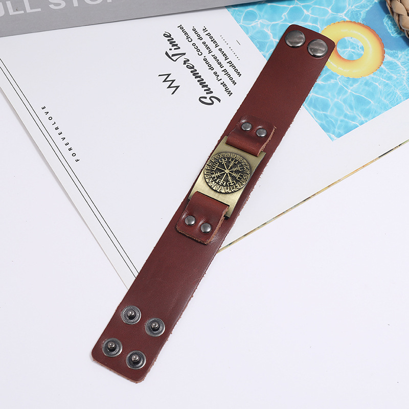 Hot-selling leather fashion simple retro punk bracelet menu0027s jewelry nihaojewelry