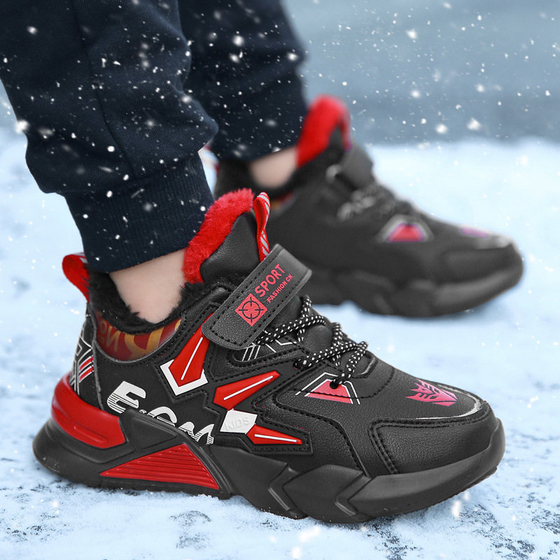 children's shoes Boy gym shoes Autumn and winter new pattern Plush keep warm Cotton-padded shoes children Leather waterproof CUHK Casual shoes