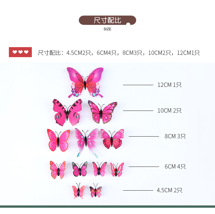 单层蝴蝶墙贴规格展示