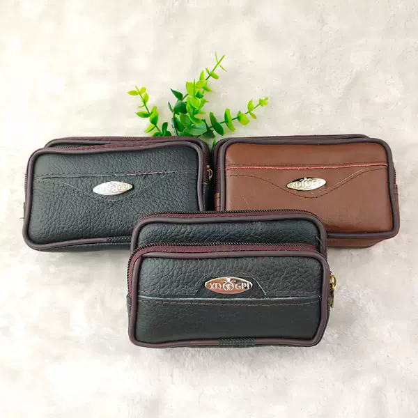 New middle-aged and elderly pigskin mobile phone waist bag medium-sized belt mobile phone bag manufacturer in stock wholesale multi-functional wallet
