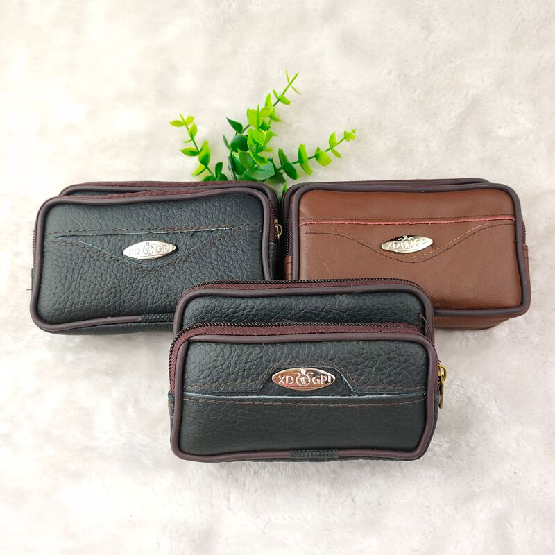 New middle-aged and elderly pigskin mobile phone waist bag medium-sized belt mobile phone bag manufacturer in stock wholesale multi-functional wallet