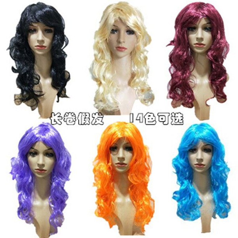 cos wig long wavy hair bar party decoration props beauty wig simulation wig long curly hair wholesale