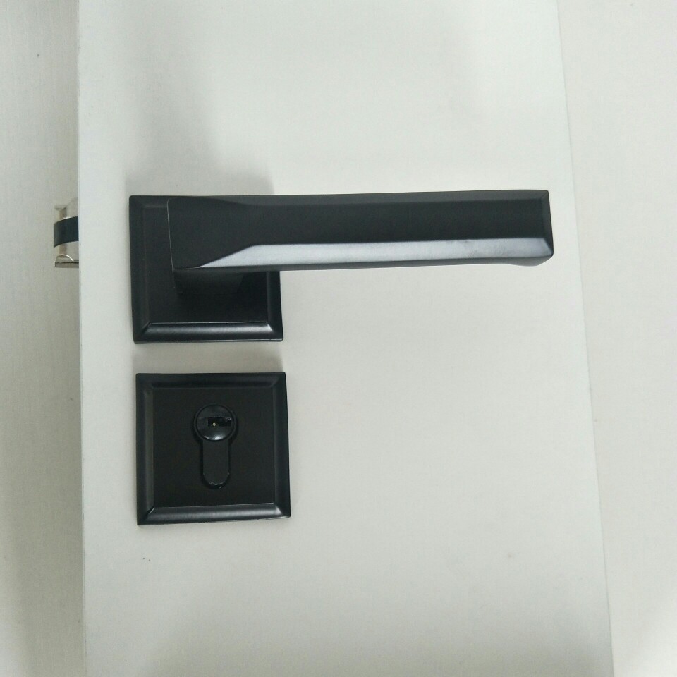 領軍門鎖室內房門鎖臥室黑色分體鎖執手鎖具室內方圈分體工程鎖