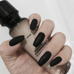 D25 Black Ballet-Style Solid Color Matte Long Fake Nail Tips—Stylish, Simple, and Elegant Ready-to-Wear Manicure Product