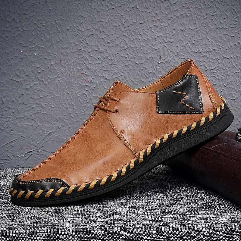 12139 Мужская обувь Обувь, сшитая вручную, повседневная обувь на весну и лето, Крафт, большие размеры, трансграничные мокасины на плоской подошве