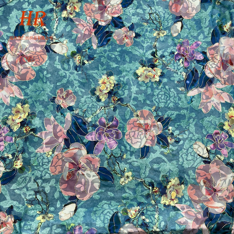 厂家直销2020新款经编韩国绒烂花面料热卖烂花针织韩国丝绒面料