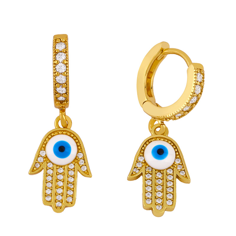 New Fashion Dripping Oil And Diamond Pendant Earrings Devil&#39;s Eye Popular Earrings Wholesale display picture 5