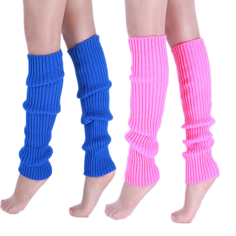 3 pairs women young girls latin dance stage performance Fluorescent colorful wool leg covers socks modern dance Knitted under knee length warm socks