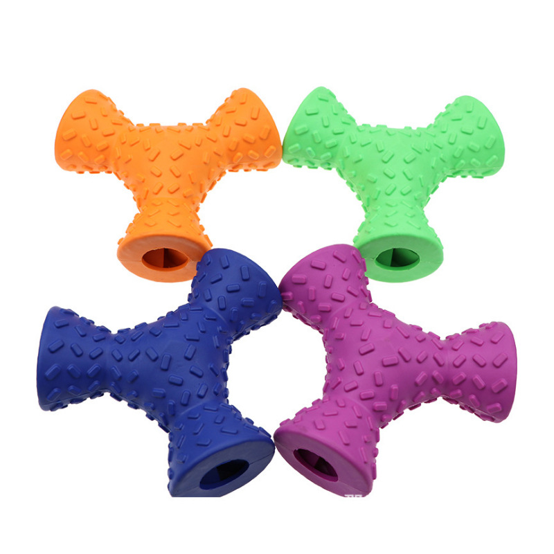 三面體狗漏食玩具 狗啃咬玩具 耐咬喂食寵物玩具磨牙潔齒咀嚼狗咬