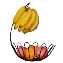 GL1932家居铁艺喷粉黑色香蕉挂钩果篮客厅水果零食收纳篮