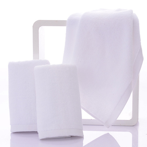 Pure cotton white towel, thick and absorbent, soft face towel, hotel and guesthouse bathroom supplies, manufacturer wholesale, embroidered logo