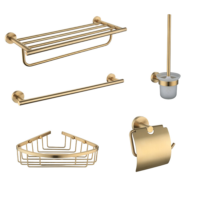 北欧风金色不锈钢毛巾杆浴室卫生间置物架厕所壁挂毛巾架卫浴挂件