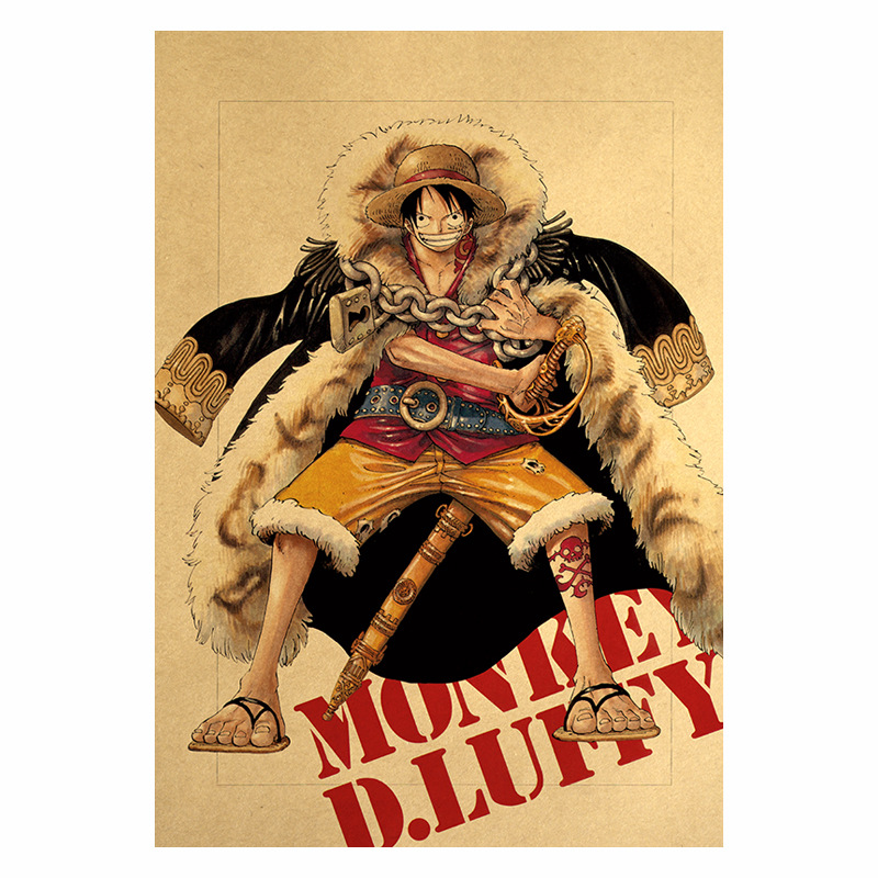 【A023】海贼王海报 定制工艺品动漫牛 复古海报酒吧咖啡馆装饰画|ru