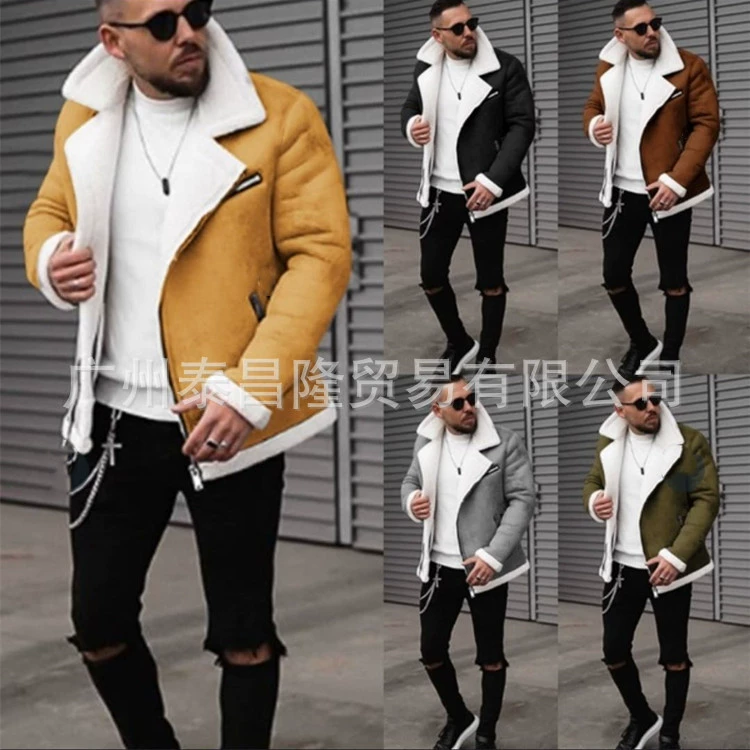 Желаю Amazon Independent Station для внешней торговли, новая флисовая композитная замшевая мужская теплая куртка с лацканами на осень и зиму