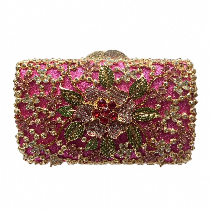 Fuente transfronteriza de diamantes bolsas de cena de diamantes metálicas huecas bolsas de mano de reunión anual vestido bolsas de noche bolsas duras