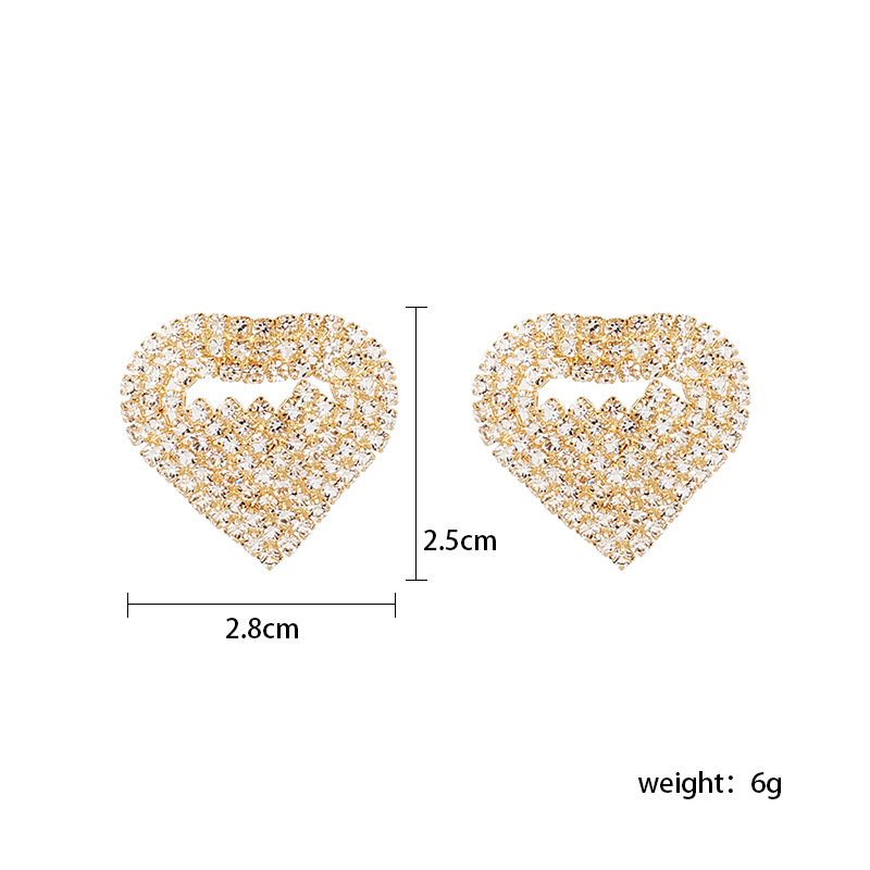 7g Weight Earrings Classification Housewarming, Anniversary, Business, Wedding, Travel, Birthday, Festival Occasion Geometric Pattern Women'S Gender Fashion Style Hot-selling Love-shaped Rhinestone Fashion Simple Geometric Earrings For Women Wholesale Nihaojewelry 无