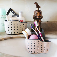 Adjustable Button Type Sink Drain Drying Basket Kitchen Storage Rack Faucet Sponge Double Layer Drying Basket