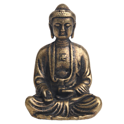 Solid brass antique antique Tathagata Buddha statue home table decorations for Sakyamuni Buddha statue cultural toys