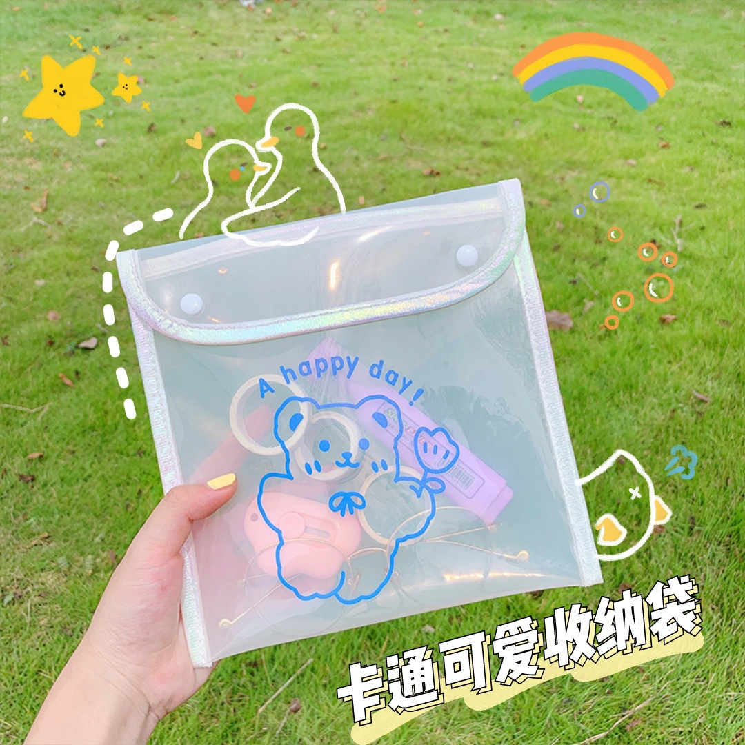 韩国ins风自制收纳包PVC透明防水收纳袋文具化妆品旅行收纳整理袋