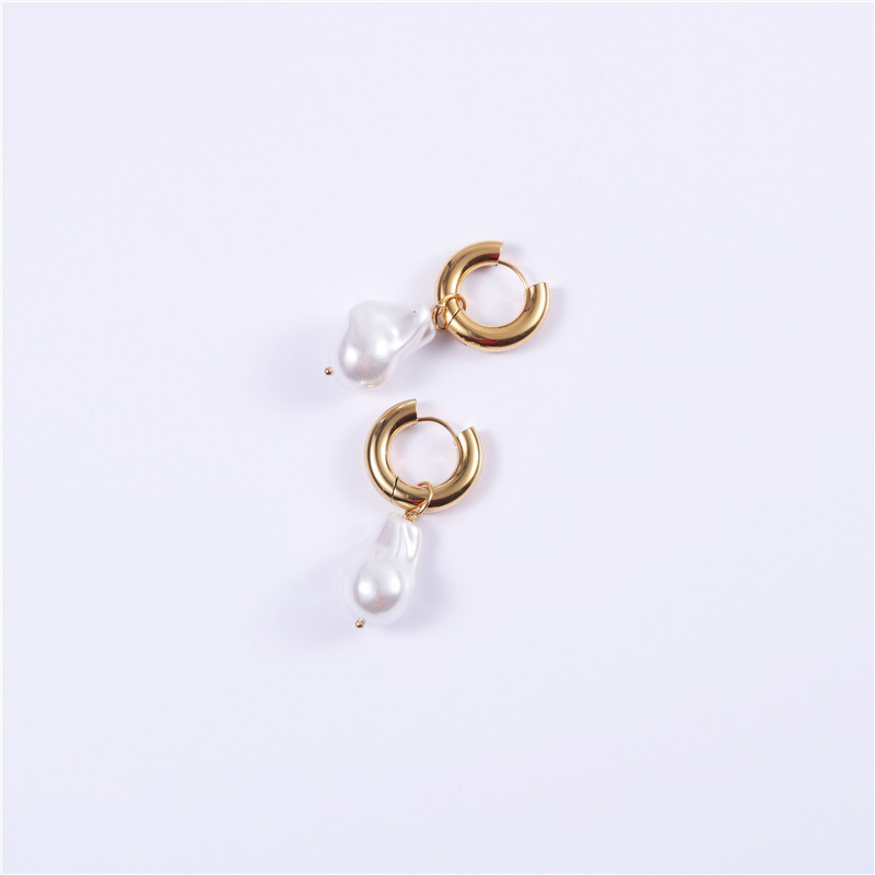 Vintage Style Geometric Titanium Steel Plating Artificial Pearls Drop Earrings 1 Pair display picture 6