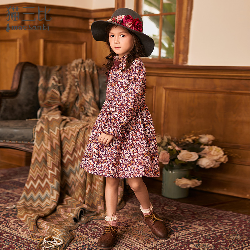 女童碎花连衣裙长袖秋装2020新款儿童裙子中大童洋气女孩时尚裙薄|ms