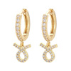 Earrings, zodiac signs, zirconium, suitable for import, simple and elegant design, micro incrustation, diamond encrusted