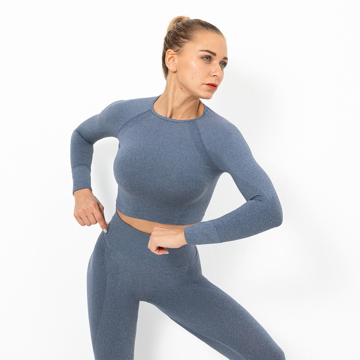 seamless knitted sexy solid color long-sleeved tops  NSLX20214