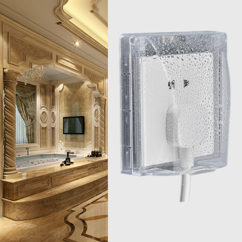 Wall switch plug socket home transparent waterproof box bathroom toilet splash-proof cover protective cover 86 type universal wall-mount