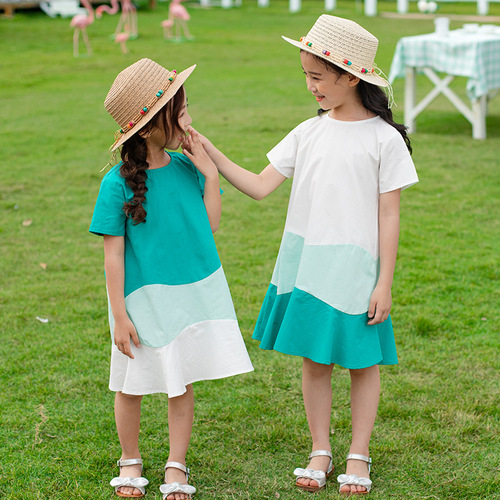 2024 New Girls' Dress Summer Outfit Super Stylish Middle and Big Girls' Children's Dresses Pure Cotton Korean Style Dress A511